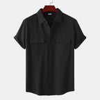 Chemise en coton et lin à Double poche pour homme
