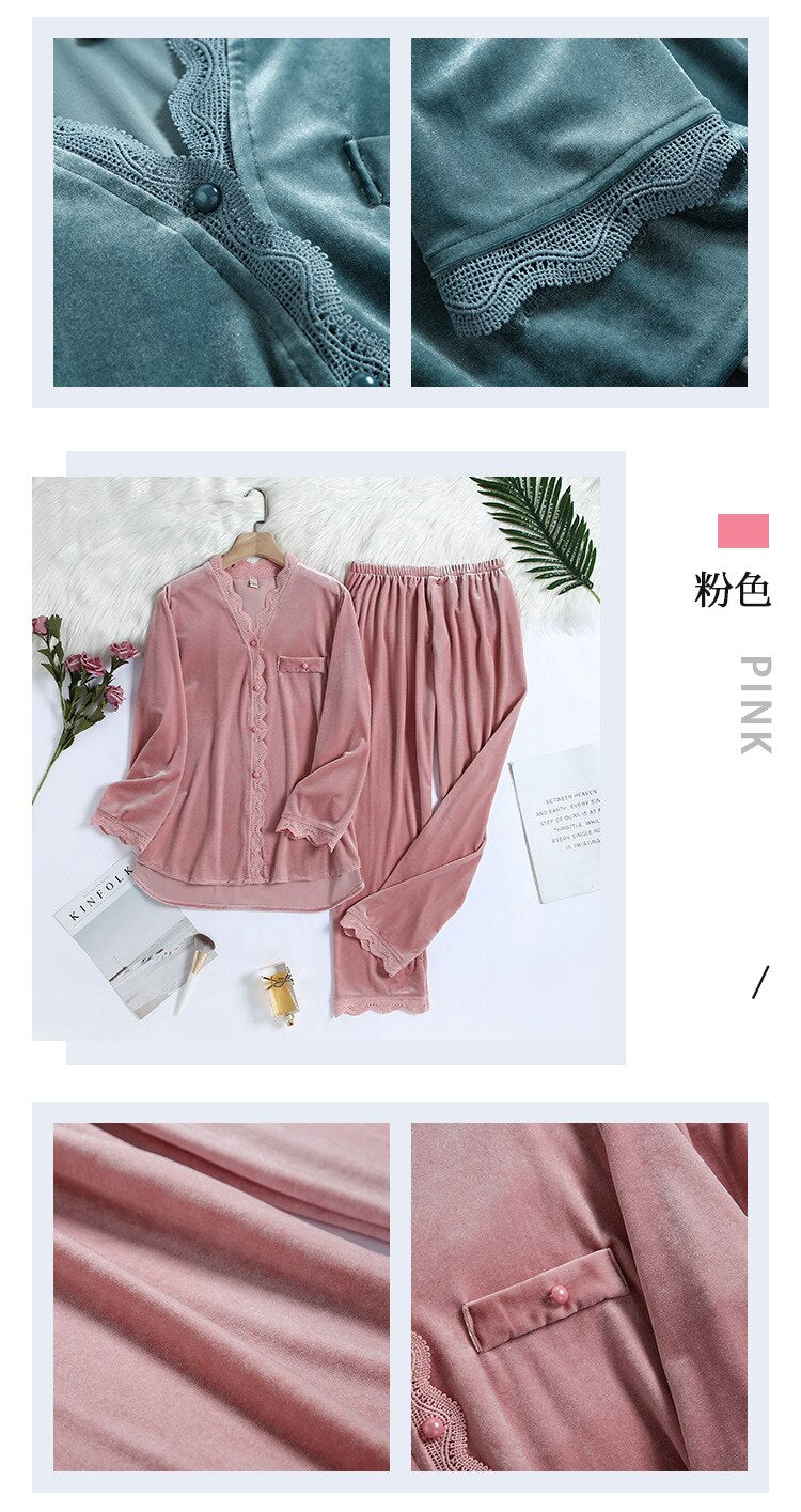 Pyjama élégant en velours pour femme