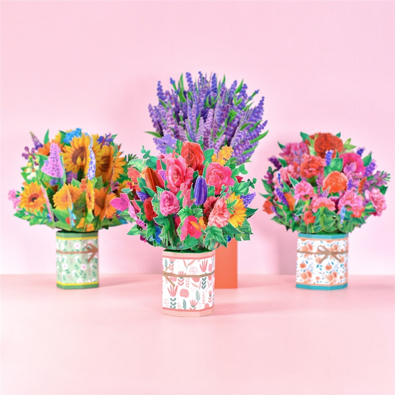 Pop Up Flower : Bouquet de fleurs 3D - carte de vœux