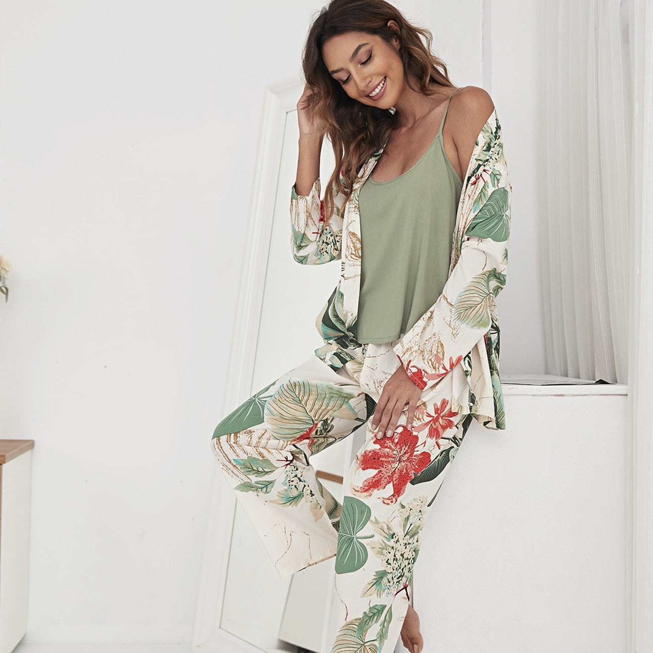 Pyjama bohème à fleur - 3 Pièces