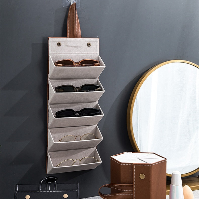 Étui à lunettes pliable avec compartiments