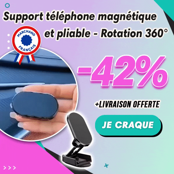 Support téléphone magnétique et pliable - Rotation 360°