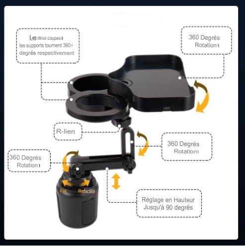 Porte-gobelets 3 en 1 pour voiture